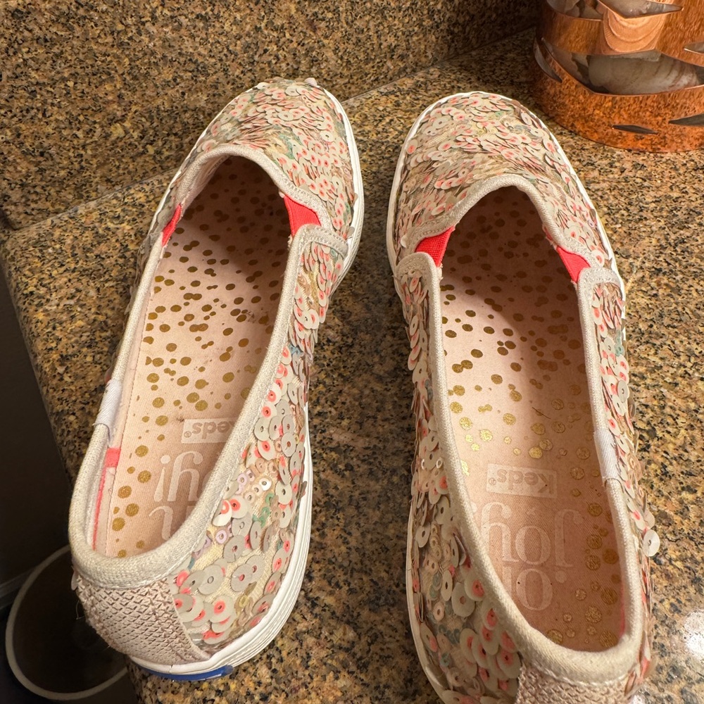 Keds Oh Joy Cream and Red Flats with Comfort Sole - Picture 6 of 6